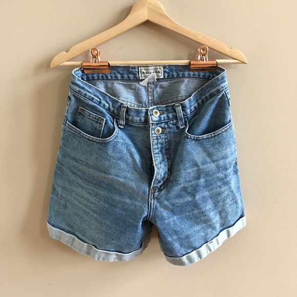 high waisted denim boyfriend shorts